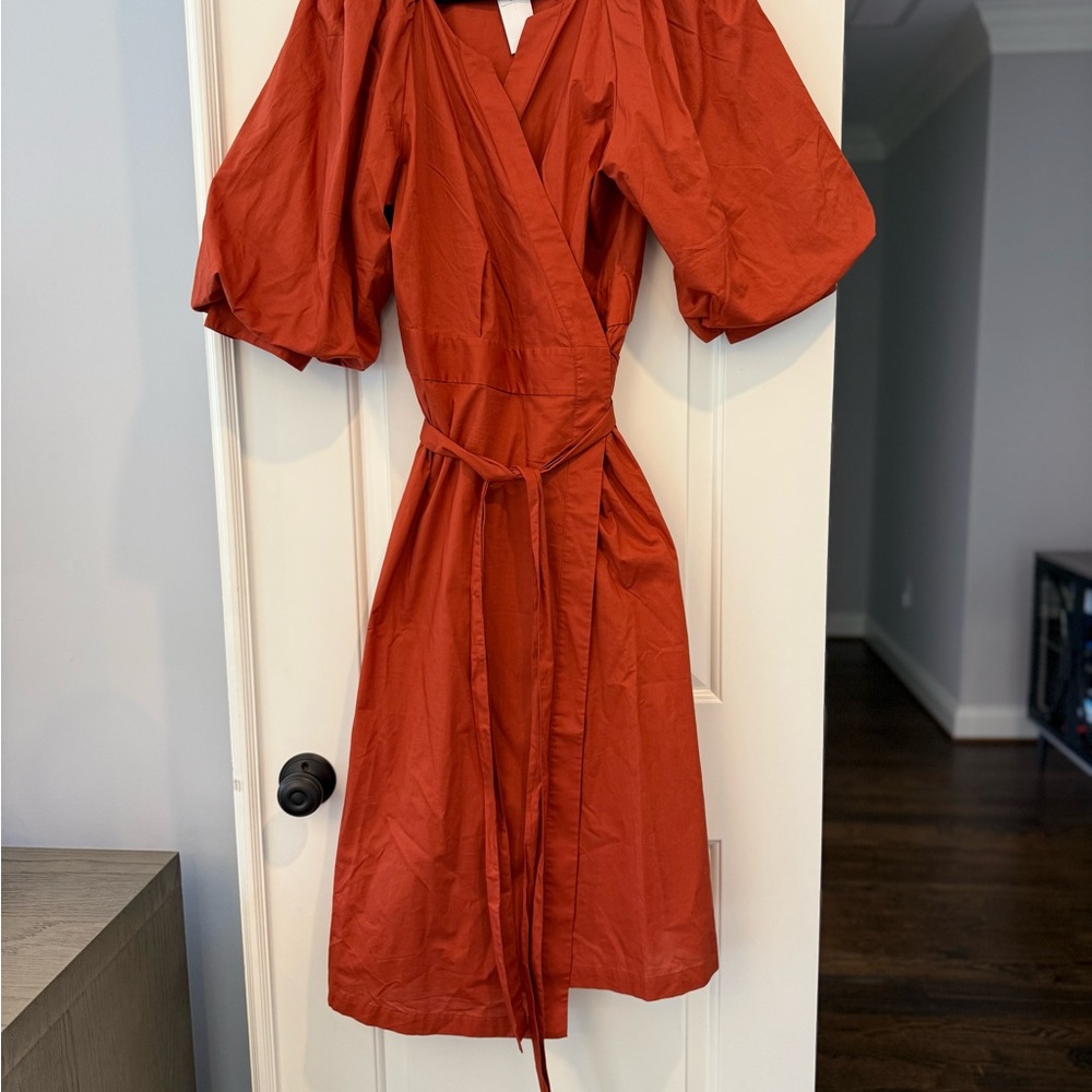 Rust Orange Wrap Dress
